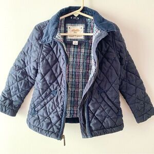 Gap Girl's Quilted Jacket Lined Navy‎ Full Zip Corduroy Trim Size Extra Small